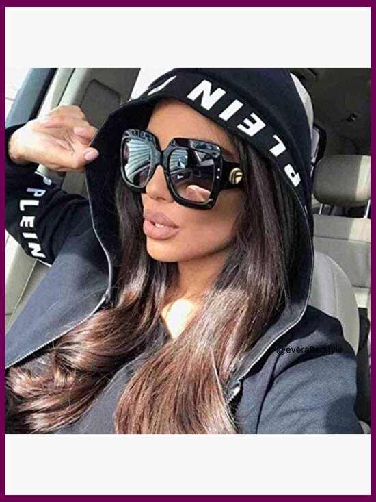Retro Square Sunglasses Oversized Gradient Lens UV Protection main image 7